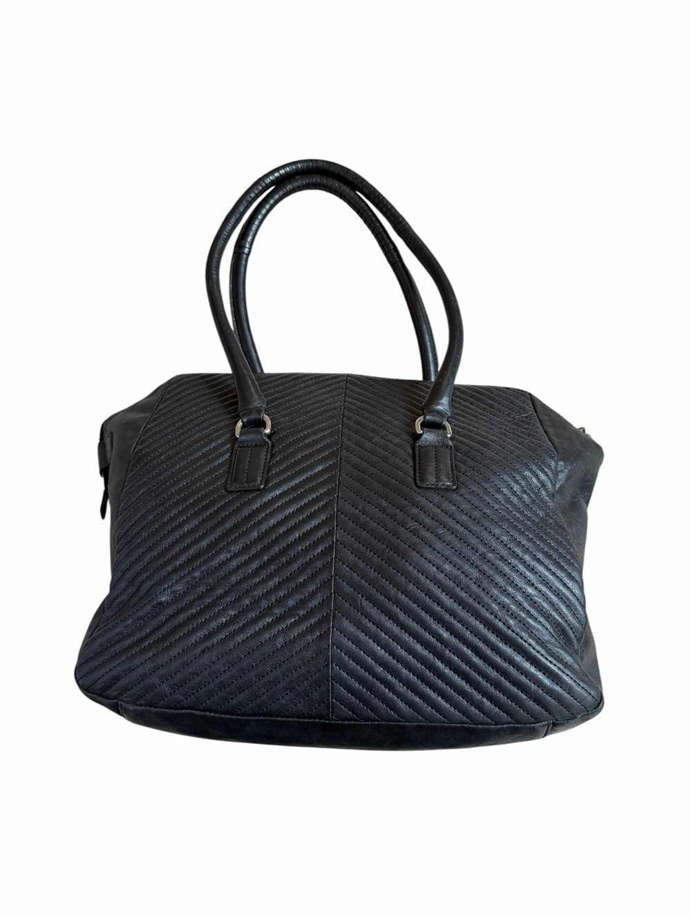 L.A.M.B. By Gwen Stefani Black Quilted Leather Tote Bag Shoulder Bag - Picture 2 of 8